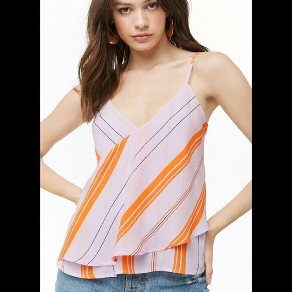 Forever Striped Cami Top Pink/orange Size XS - Picture 1 of 6